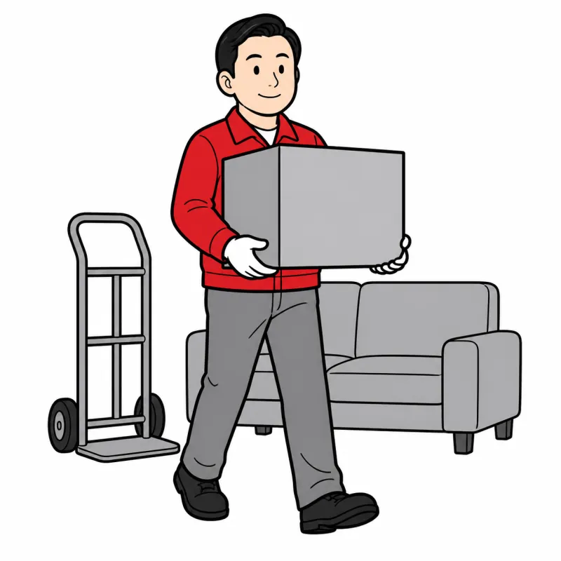 段ボールを運ぶ作業員のイラスト